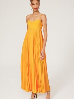 Sunburst Spaghetti-Strap Pleated Maxi Dress